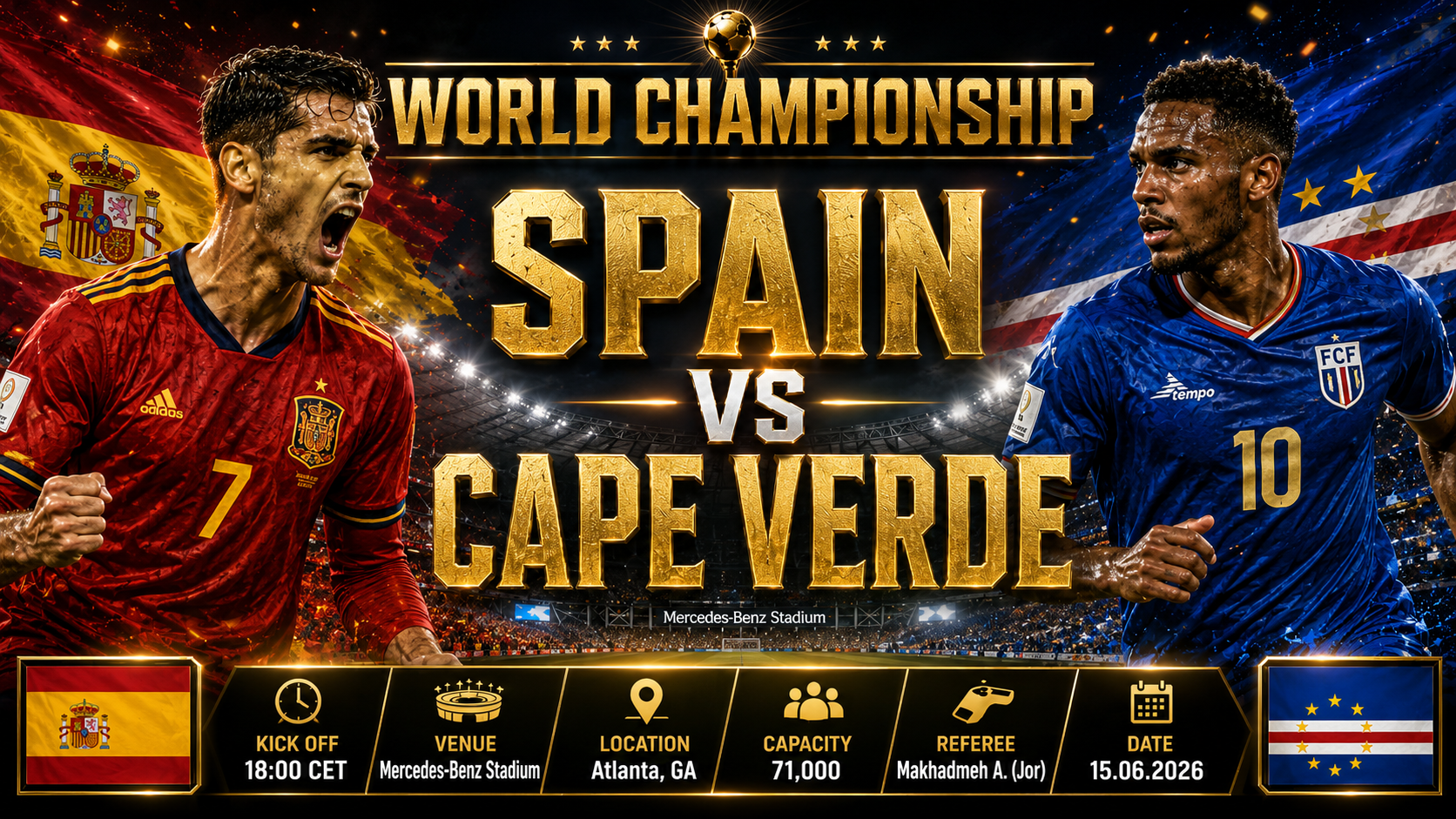 Spanien - Kap Verde : Europamästarna inleder jakten på VM-guldet mot debutant