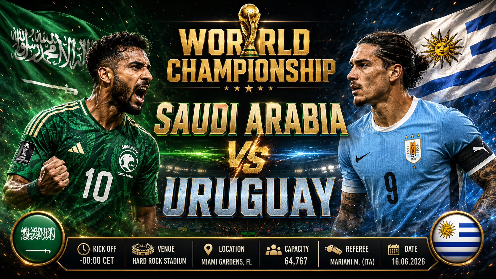 Saudiarabien - Uruguay : Taktiskt elddop i Miami sätter tonen för rysaren i Grupp H