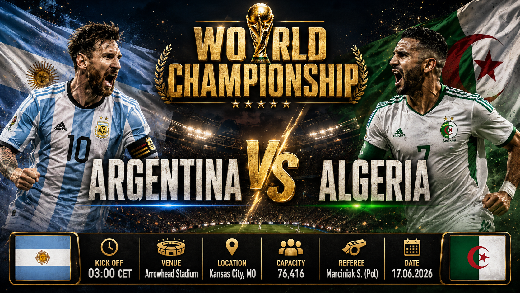 Argentina - Algeriet : Regerande mästarna inleder guldjakten i Kansas City mot taktiskt skickliga Ökenrävar